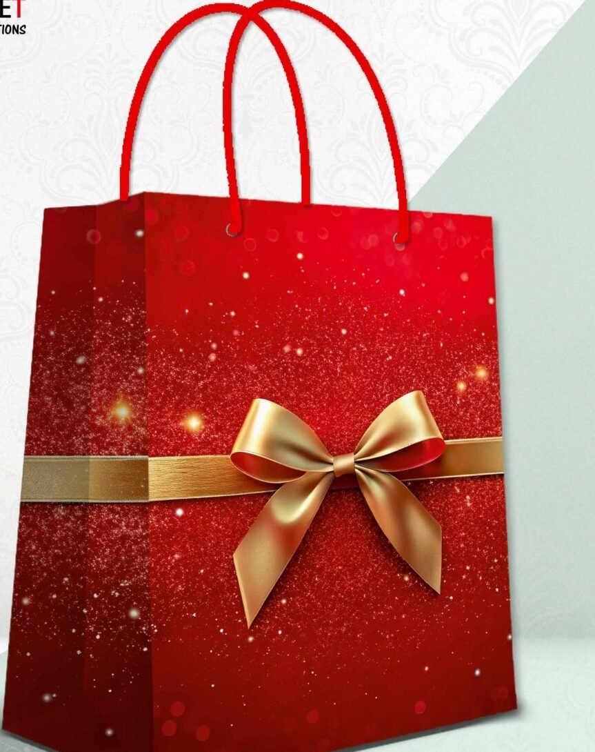 Small Gift Bag - Glitter Red Bow pack of 12 by Gift N Greet Code 1172