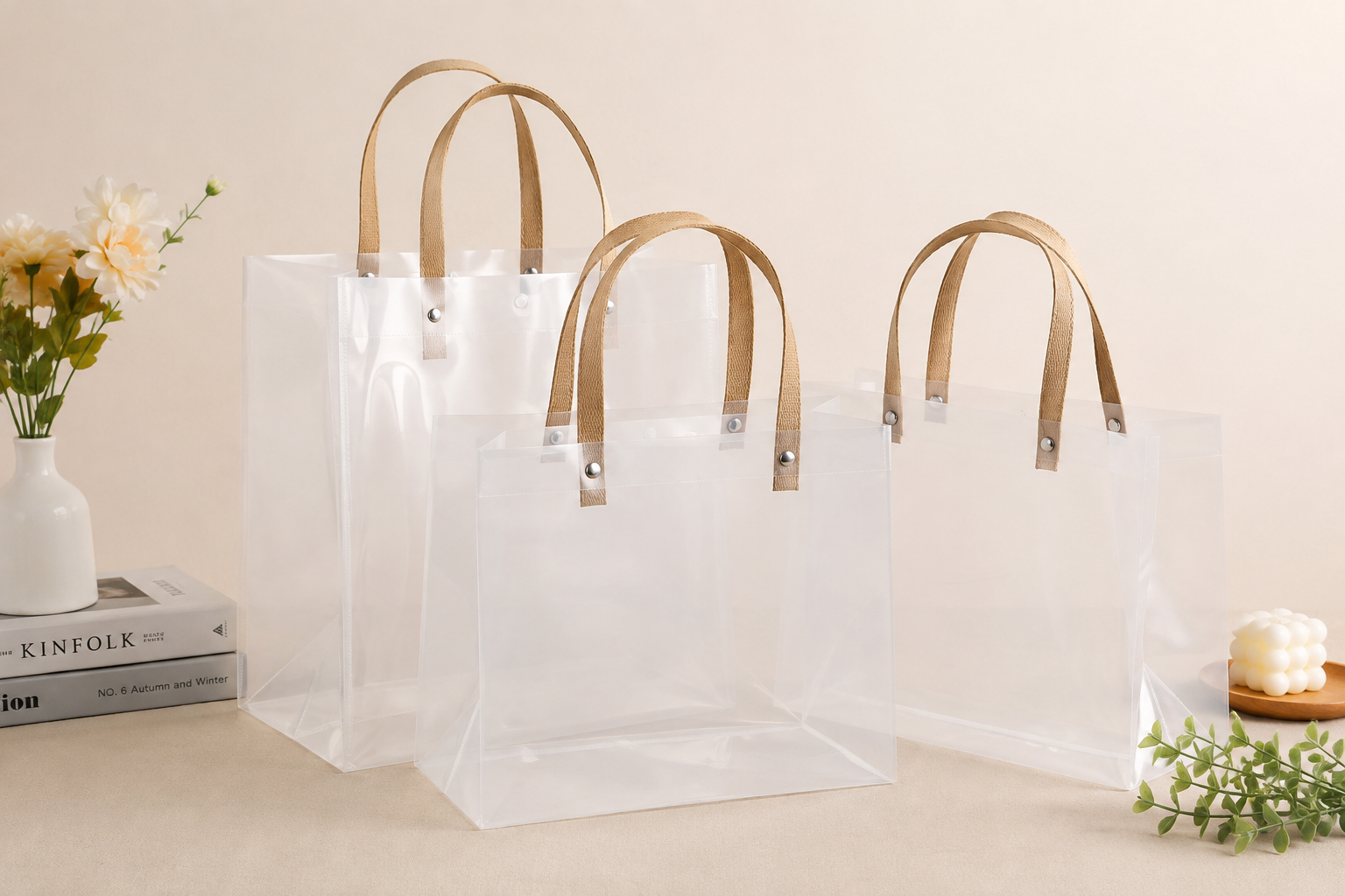 bulk jute handle pvc bag wholesale packaging