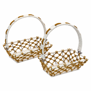 Handcrafted Decorative Basket Tray with Handle