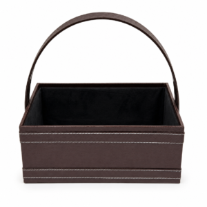 Premium Brown Fabric Storage & Gift Basket with Handle