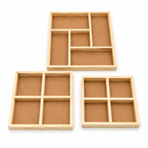 Handcrafted Pine Wood Hamper & Serving Platter | Pack of 6