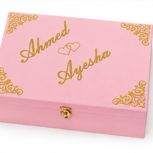 Pastel Blush Pink Velvet Monogrammed Nikah Gift Box