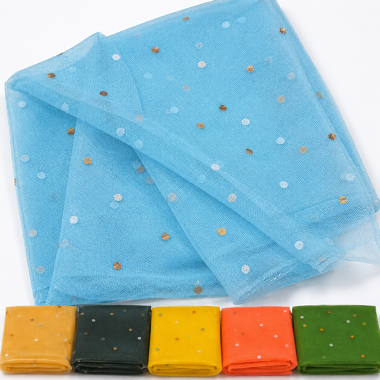 Stardust Shimmer Dotted Net Fabric Platter Wrap - 10 Meters Pack of 5 (50 Meters)