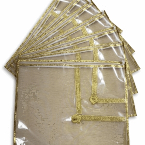 Transparent Saree Cover with Golden Lace & Dual Rosette Accents | Pack of 10