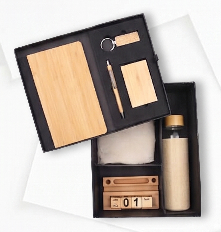 DCP-02 Wooden Perpetual Calendar Set with notebook diary and stylus pen in gift box