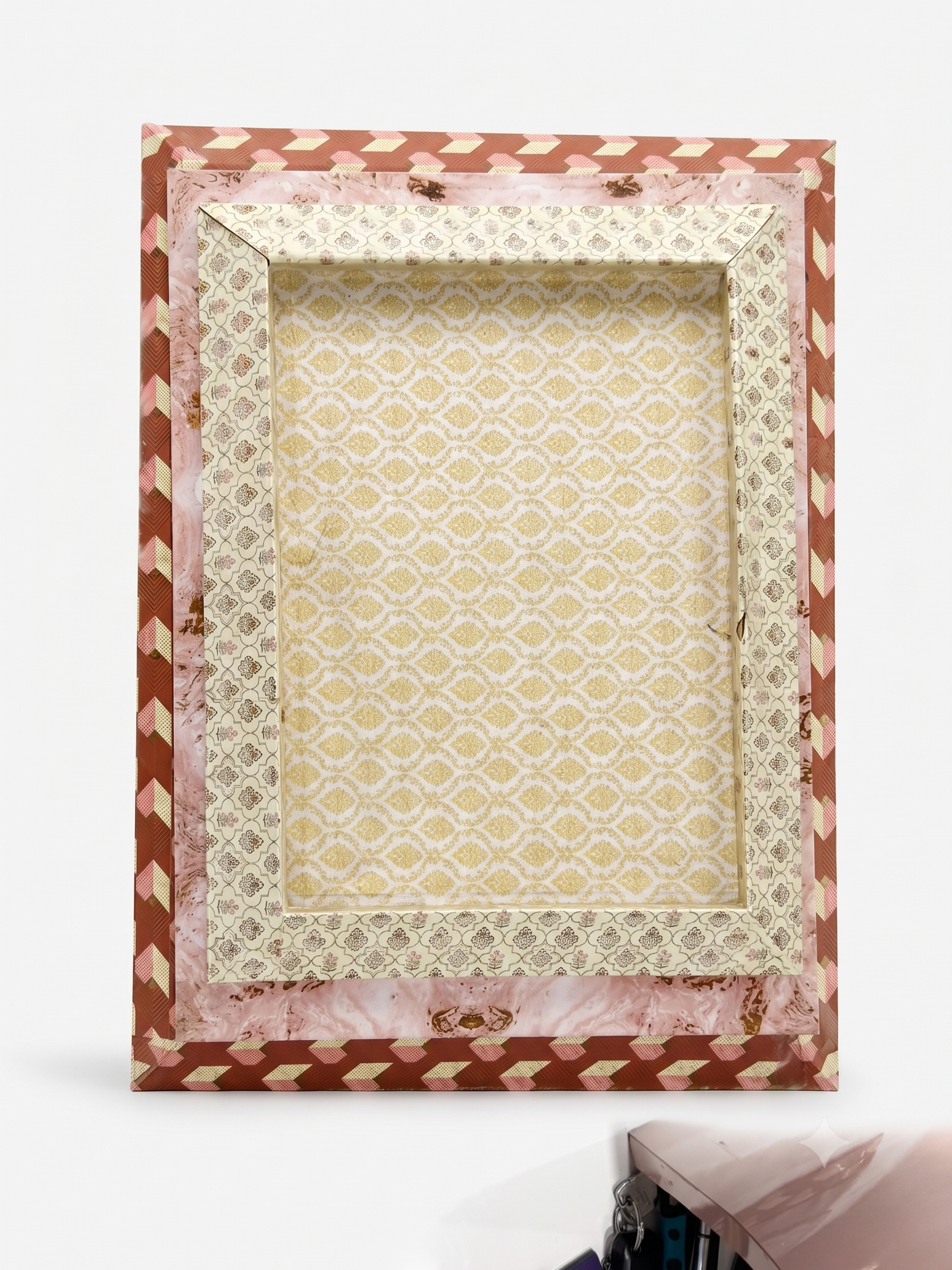 Multicolor Printed Border Decorative Tray set of 3 for trousseau packing
