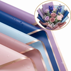Waterproof Floral Wrapping Paper with Gold Edge - Pastel & Royal Palette | Pack of 20