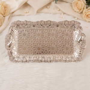 Royal Geometric Jaali German Silver Embossed Tray pack of 10