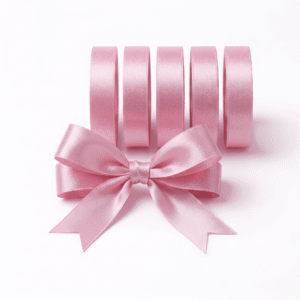 Premium Satin Ribbon Rolls - Baby Pink set of 5 for trousseau and gift packing
