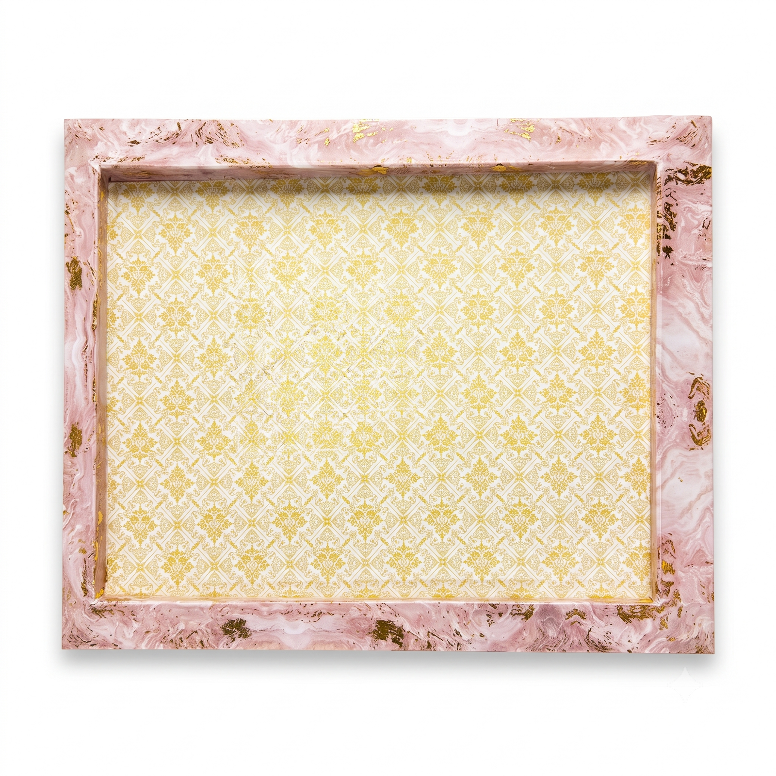 Velvet Trousseau Presentation Tray with pink lace and gold sequined border