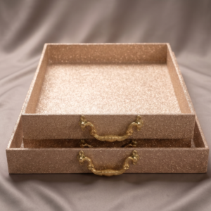 Zarina Rose Gold Presentation Tray pack of 3 with ornate side handles