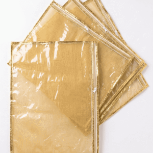 Classic Transparent Saree Cover with Golden Lace Border | Pack of 10