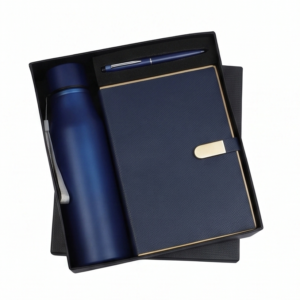 BDP-07 blue 3-in-1 Insulated Bottle, Diary & Pen Set gift box