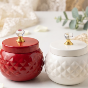 Diamond Texture Royal Metal Jars with crystal knob 10 piece pack