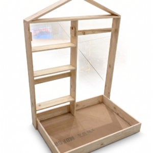 Hut-Shaped Multi-Tier Wooden Display Hamper in natural light pine wood