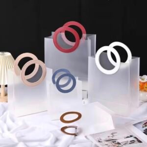 round leather handle pvc bag pack of 12