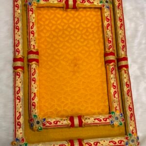 Traditional Embroidered Border Decorative Tray with floral accents for trousseau packing