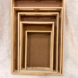 Classic Rectangular Wooden Nesting Trays (Set of 5) - Deep Rim Organizer & Serving Tray
