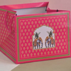 Pink with Elephant Motif Gift Carry Bag | Pack of 20