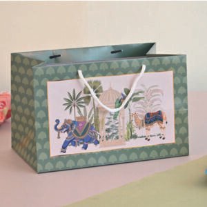 Festive Gift Carry Bag pack of 20 with royal elephant and palace garden print