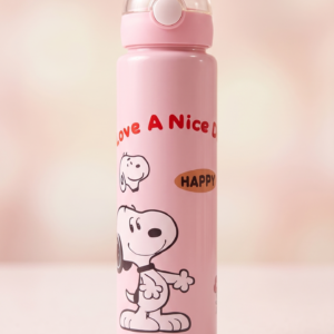 Snoopy 'Have A Nice Day' Push-Button Insulated Sipper Bottle - Pink |10 pcs pack