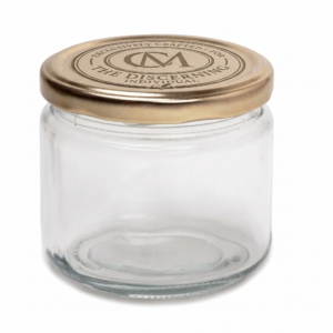 Custom Engraved Glass Cosmetic Jars with golden metal lids pack of 72 for luxury gifting