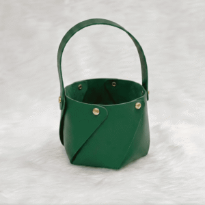 Mini Faux Leather Round Bucket Favor Bag with Handle |10 pcs pack