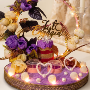 Illuminated Purple Ring Tray with micro fairy lights and twin ring capsules