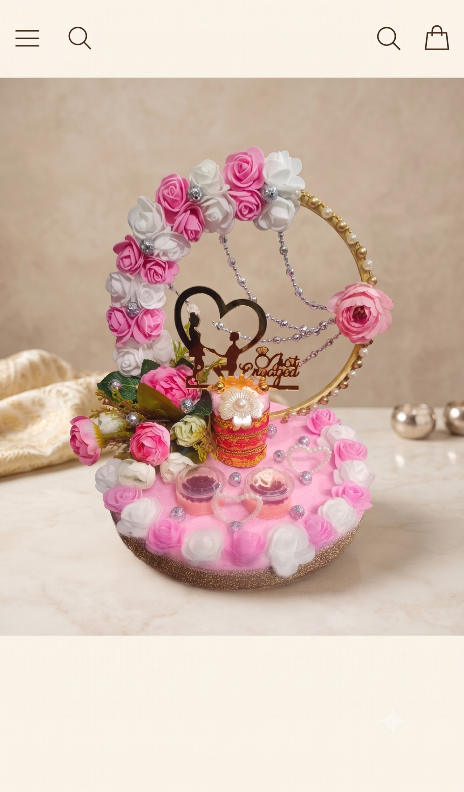 Proposing Couple Silhouette Ring Platter in blush pink velvet with twin ring holders