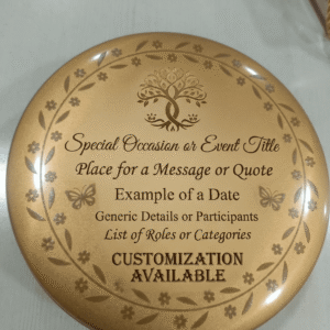 Customized Metallic Gold Keepsake Plate with tin lid pack of 100 for luxury wedding favors